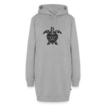 Tortue maorie symbole tribal - Sweat-shirt à capuche long Femme - gris chiné - Devant