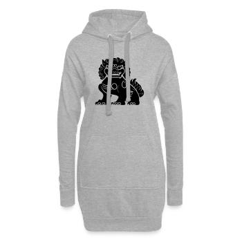 Lion chinois - Sweat-shirt à capuche long Femme - gris chiné - Devant