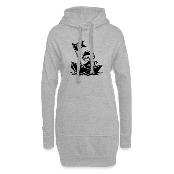 Singe pirate en colère dans le bateau - Sweat-shirt à capuche long Femme - gris chiné - Devant