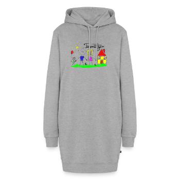 Dessin de lignes familiales - Sweat-shirt à capuche long Femme - gris chiné - Devant