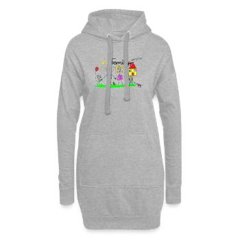 Familie Strichzeichnung - Hoodie-Kleid - Grau meliert - Vorne