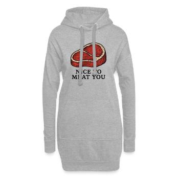 Nice to Meat You Steak Design - Sweat-shirt à capuche long Femme - gris chiné - Devant