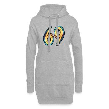 69 Zahl Bunt - Hoodie-Kleid - Grau meliert - Vorne
