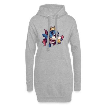 Piranha Fische Bier König - Hoodie-Kleid - Grau meliert - Vorne