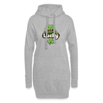 Lucky Leprechaun-Hut-Cartoon - Hoodie-Kleid - Grau meliert - Vorne