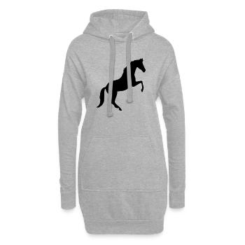 Pferde Silhouetten schwarz Geschenk Reiter - Hoodie-Kleid - Grau meliert - Vorne