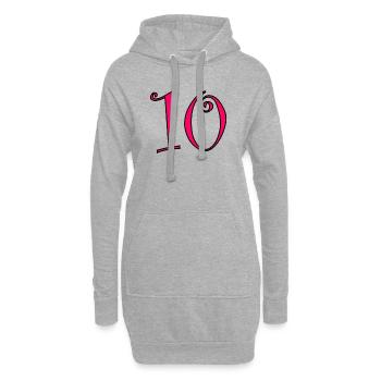 10. 10 ANS. 10e ANNIVERSAIRE. ANNIVERSAIRE 10 ANS. - Sweat-shirt à capuche long Femme - gris chiné - Devant