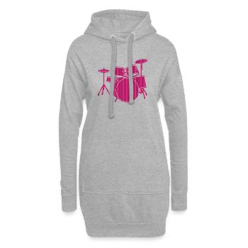 Graphisme de l’amateur de musique du set de batterie rose - Sweat-shirt à capuche long Femme - gris chiné - Devant
