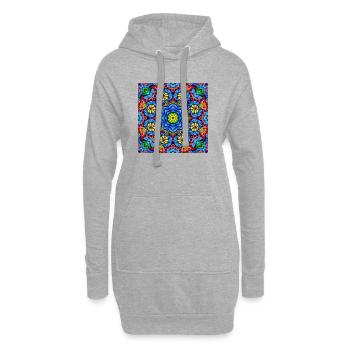 Kaleidoskop Mandala Farbfeuer - Hoodie-Kleid - Grau meliert - Vorne