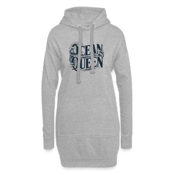 Ocean Queen - Conception typographique des vagues - Sweat-shirt à capuche long Femme - gris chiné - Devant