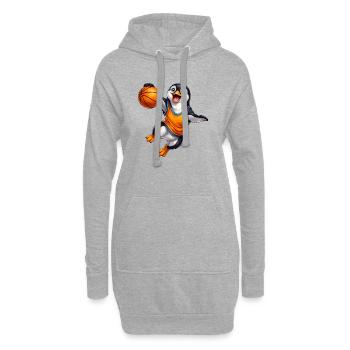 Cooler Hund Pinguin Basketball Spieler Sport - Hoodie-Kleid - Grau meliert - Vorne