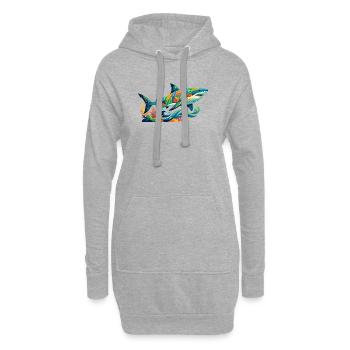 Bunter Unterwasser Farben Kunst Mosaik Hai Motiv - Hoodie-Kleid - Grau meliert - Vorne