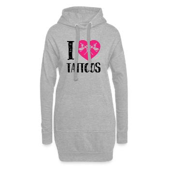 I Love Tattoos Pink Heart Ink Artist Design - Hoodie-Kleid - Grau meliert - Vorne
