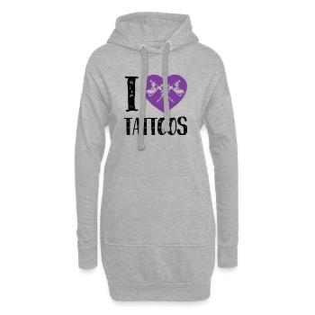 I Love Tattoos Purple Heart Ink Artist Design - Hoodie-Kleid - Grau meliert - Vorne
