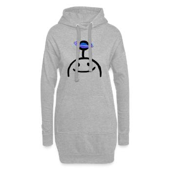 Neon-Kosmosring um blauen Orb - Hoodie-Kleid - Grau meliert - Vorne