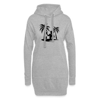 Silhouette de plage de palmiers de vacances - Sweat-shirt à capuche long Femme - gris chiné - Devant