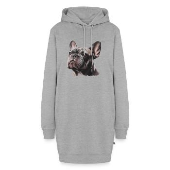 Portrait réaliste du bouledogue français - Sweat-shirt à capuche long Femme - gris chiné - Devant