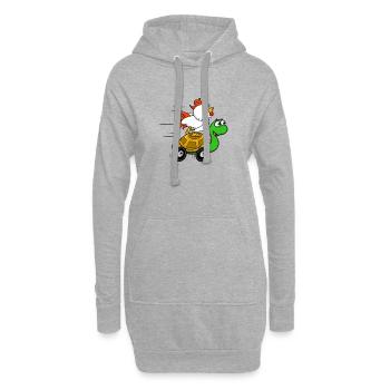 Poulets sur la charrette de la Tortue - Sweat-shirt à capuche long Femme - gris chiné - Devant