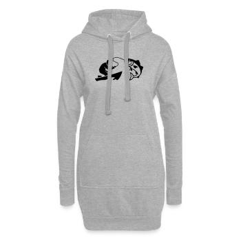 Angler Boot Fisch Silhouette - Hoodie-Kleid - Grau meliert - Vorne