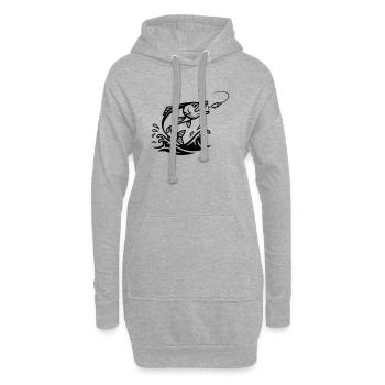 Hecht Raubfisch Silhouette - Hoodie-Kleid - Grau meliert - Vorne
