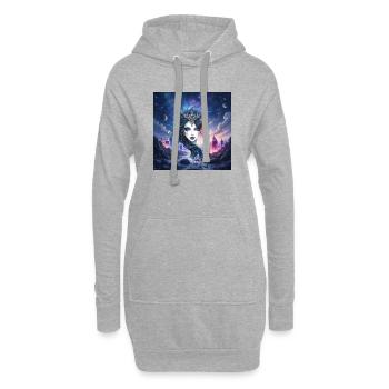 Sternenkönigin mit Schwan und Kristallen - Hoodie-Kleid - Grau meliert - Vorne