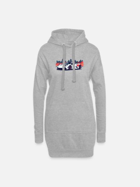 Racing supercar with a red accent - Hoodie Dress - heather grey