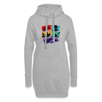 Bunte Gaming Panels Zocker-Universum - Hoodie-Kleid - Grau meliert - Vorne