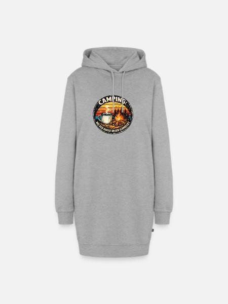 Camping Kaffee Besser Schmeckt - Hoodie-Kleid - Grau meliert