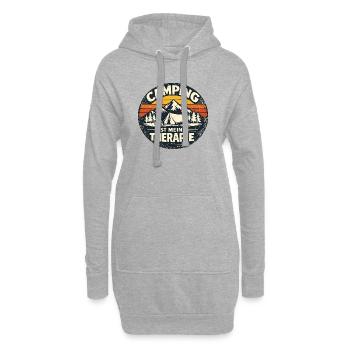 Camping ist meine Therapie - Hoodie-Kleid - Grau meliert - Vorne