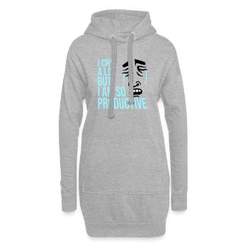 Je pleure beaucoup mais je suis tellement productif, émotions drôles - Sweat-shirt à capuche long Femme - gris chiné - Devant
