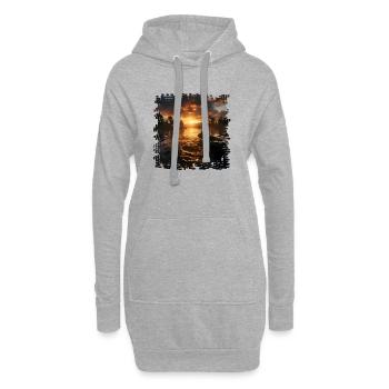 Sonnenuntergang am See mit Bootfischer - Hoodie-Kleid - Grau meliert - Vorne