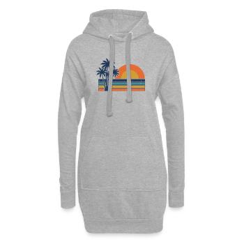 Retro Sonnenuntergangs-Palmen Sommerstrand - Hoodie-Kleid - Grau meliert - Vorne