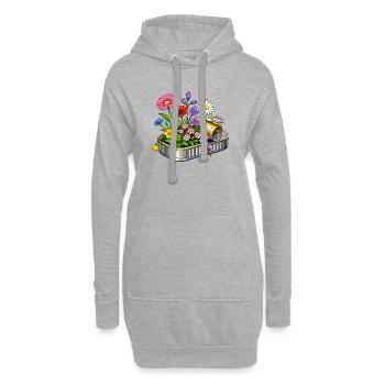 Bunte Blumen in geöffneter Dose Illustration  - Hoodie-Kleid - Grau meliert - Vorne