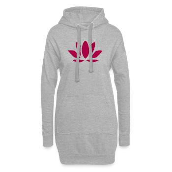 Fleur de lotus Fleur de lotus Fleur rouge Fleurs de nénuphar - Sweat-shirt à capuche long Femme - gris chiné - Devant