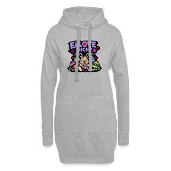Ei LOVE DICH! - Osterhase mit Eiern - Hoodie-Kleid - Grau meliert - Vorne