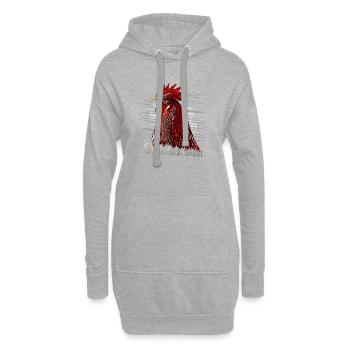 Fans de poulets - - Coq - PapaPoulet - Sweat-shirt à capuche long Femme - gris chiné - Devant