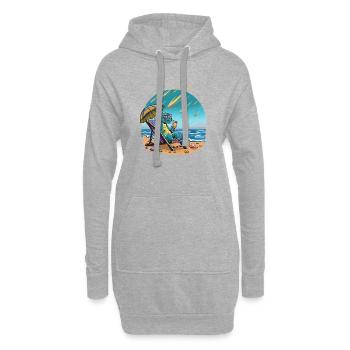 Dino au cocktail au soleil, grêle de météorite - Sweat-shirt à capuche long Femme - gris chiné - Devant