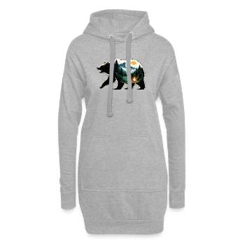 Bären-Abenteuer: Bergcamping - Hoodie-Kleid - Grau meliert - Vorne