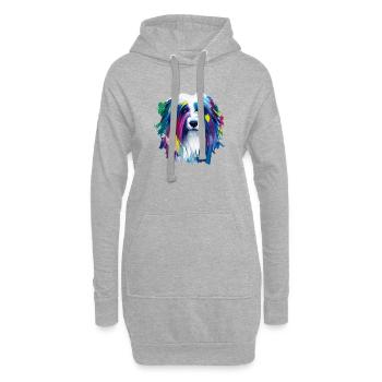 Altenglischer Schäferhund lebendige Ölmalerei Kunst - Hoodie-Kleid - Grau meliert - Vorne
