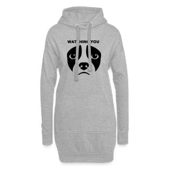 Hundeblick Watching You Spruch - Hoodie-Kleid - Grau meliert - Vorne