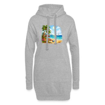 Willkommen am Tropenstrand - Hoodie-Kleid - Grau meliert - Vorne