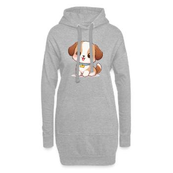 Dog Cute Comic - Sweat-shirt à capuche long Femme - gris chiné - Devant