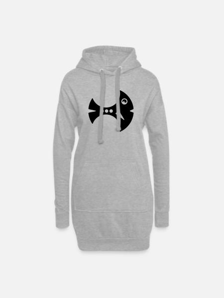 Sichel-Fisch Illustration Fantasie-Fisch - Hoodie-Kleid - Grau meliert
