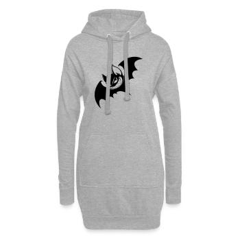 Chauve-souris souriante – Chauve-souris de dessin animé maléfique - Sweat-shirt à capuche long Femme - gris chiné - Devant