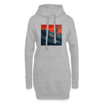 Rotes Abendlicht über Segelboot im Sturm - Hoodie-Kleid - Grau meliert - Vorne