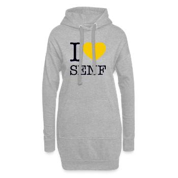 J’adore la moutarde - Sweat-shirt à capuche long Femme - gris chiné - Devant