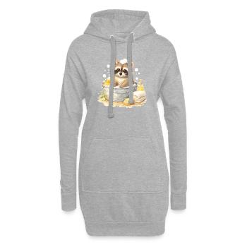 Niedlicher Waschbär beim Baden Illustration  - Hoodie-Kleid - Grau meliert - Vorne