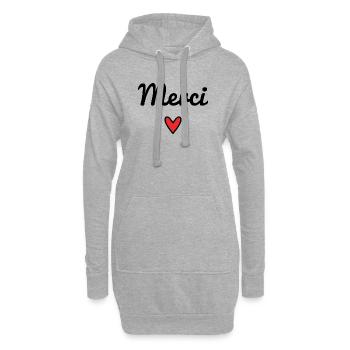 MERCI. THANKS. THANK YOU. ANNIVERSAIRE. NAISSANCE. - Sweat-shirt à capuche long Femme - gris chiné - Devant