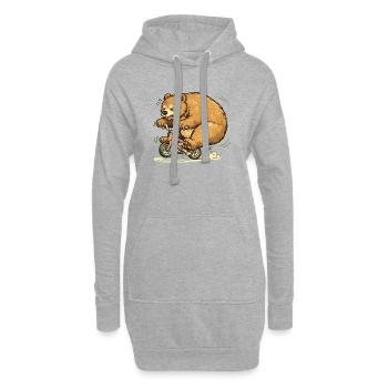 Bär auf Fahrradraserei - Hoodie-Kleid - Grau meliert - Vorne