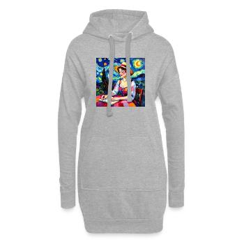 Nächtliche Patchworkschrift - Hoodie-Kleid - Grau meliert - Vorne